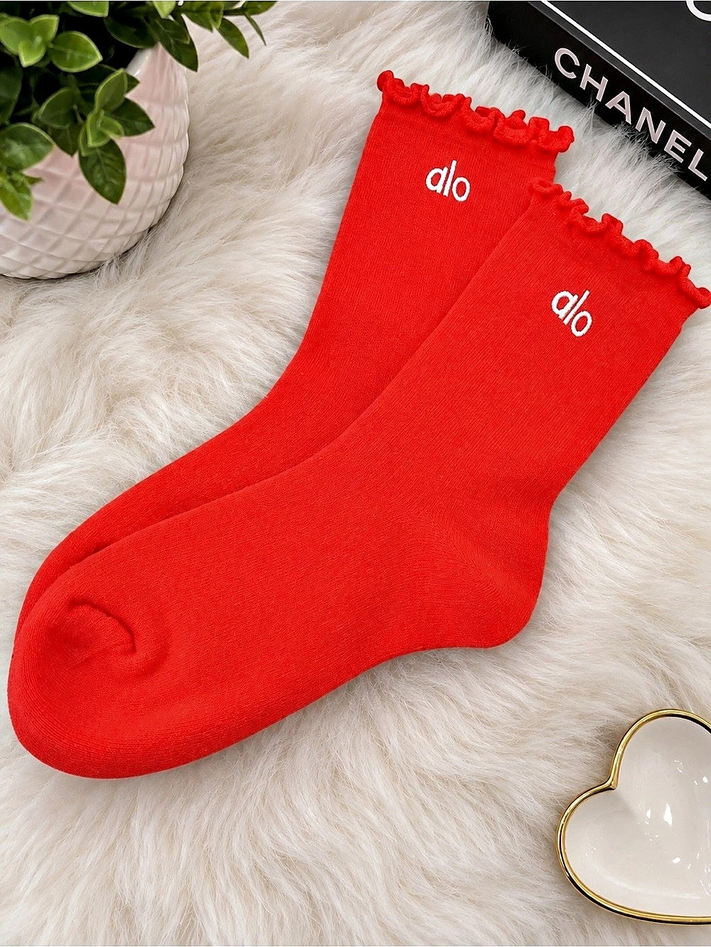 Alo Red Ankle Socks New